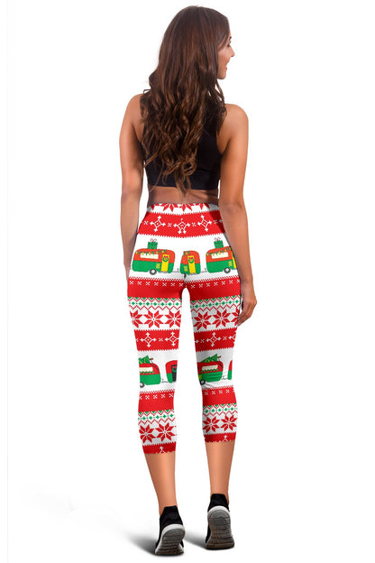 Camper Camping Ugly Christmas Design Print Women Capris
