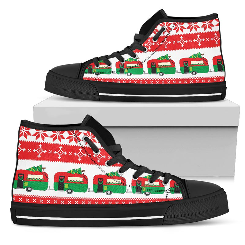 Camper Camping Ugly Christmas Design Print Women High Top Shoes