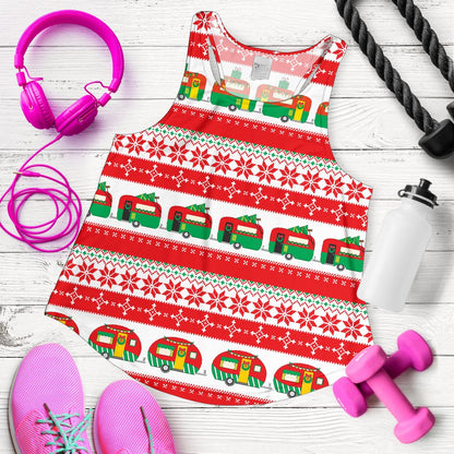 Camper Camping Ugly Christmas Design Print Women Racerback Tank Top
