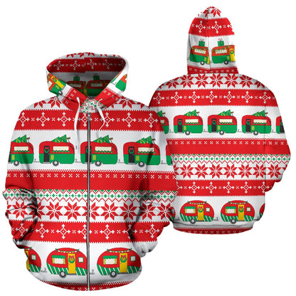 Camper Camping Ugly Christmas Design Print Zip Up Hoodie
