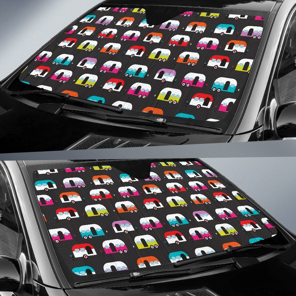 Camper Caravan Pattern Car Sun Shade For Windshield