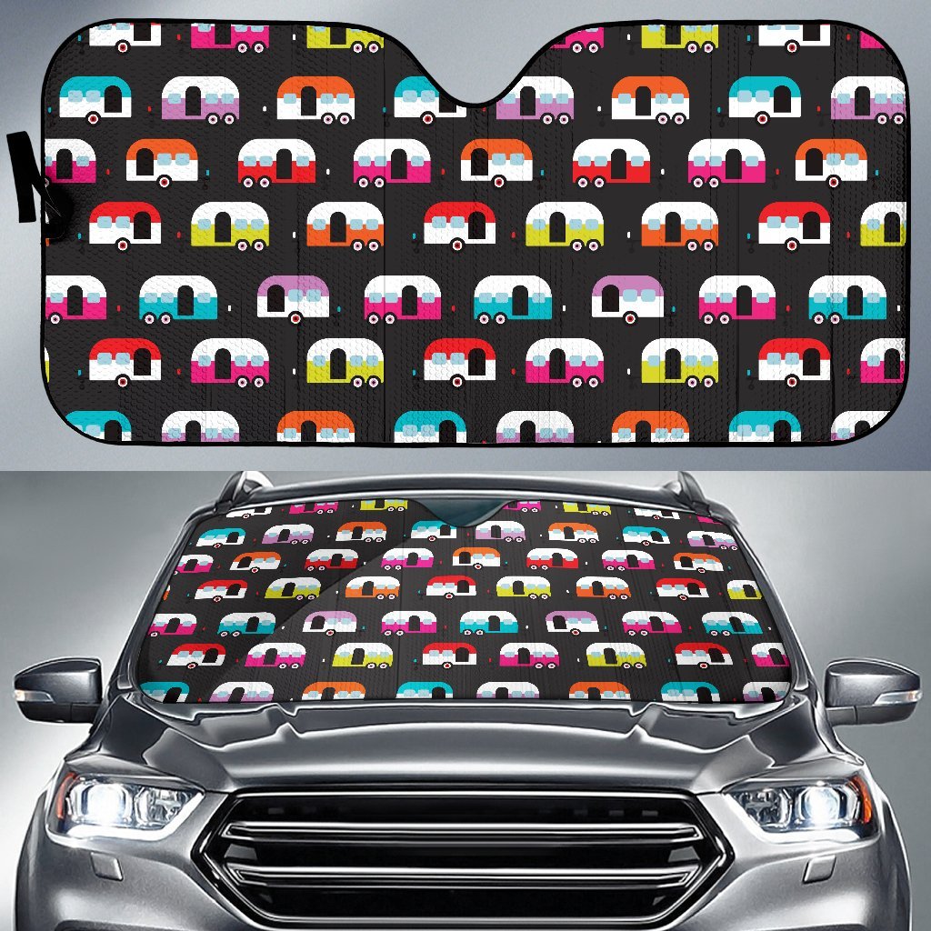 Camper Caravan Pattern Car Sun Shade For Windshield