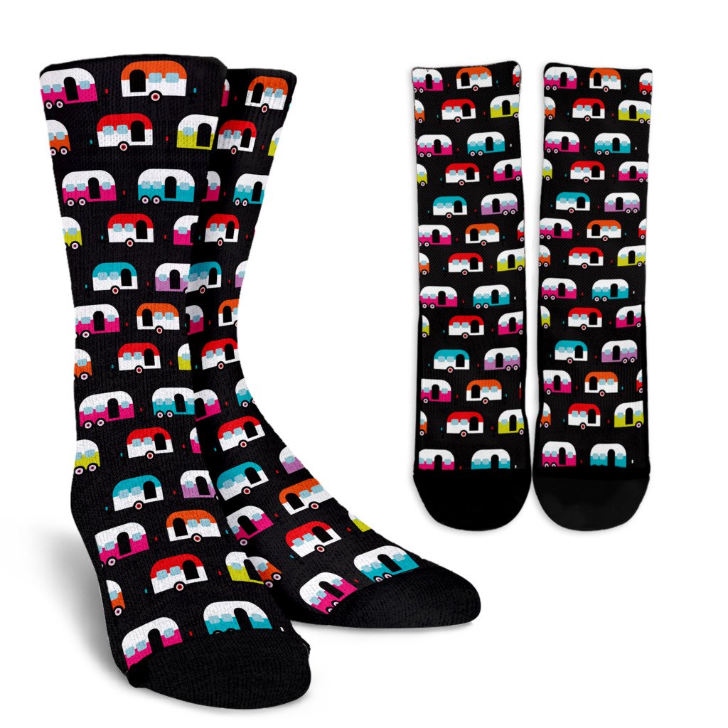 Camper Caravan Pattern Crew Socks