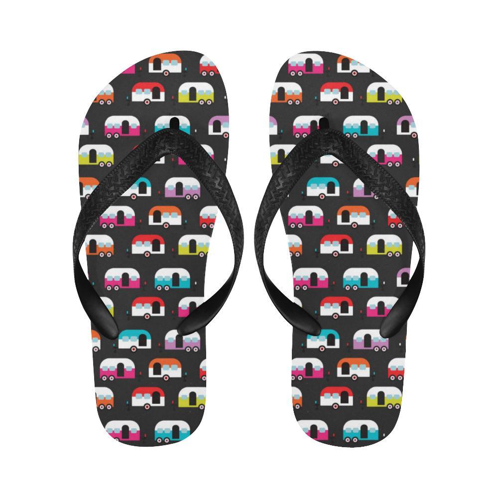 Camper Caravan Pattern Flip Flops-JTAMIGO.COM