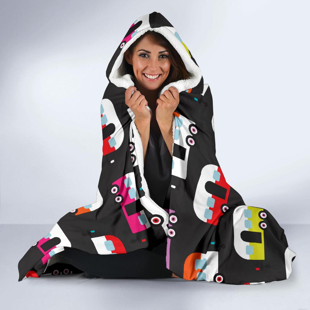 Camper Caravan Pattern Hooded Blanket-JTAMIGO.COM