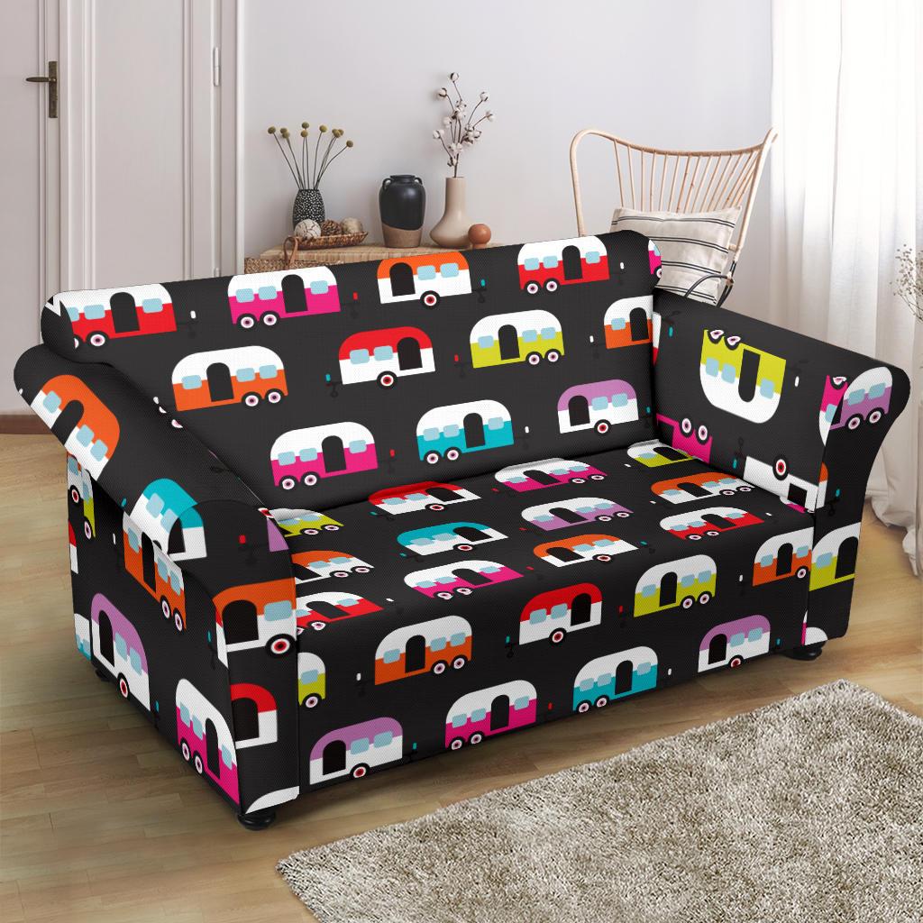 Camper Caravan Pattern Loveseat Slipcover-JTAMIGO.COM