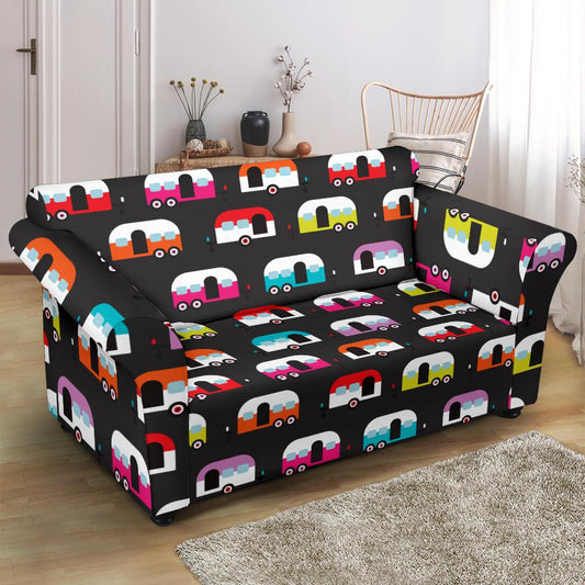 Camper Caravan Pattern Loveseat Slipcover-JTAMIGO.COM
