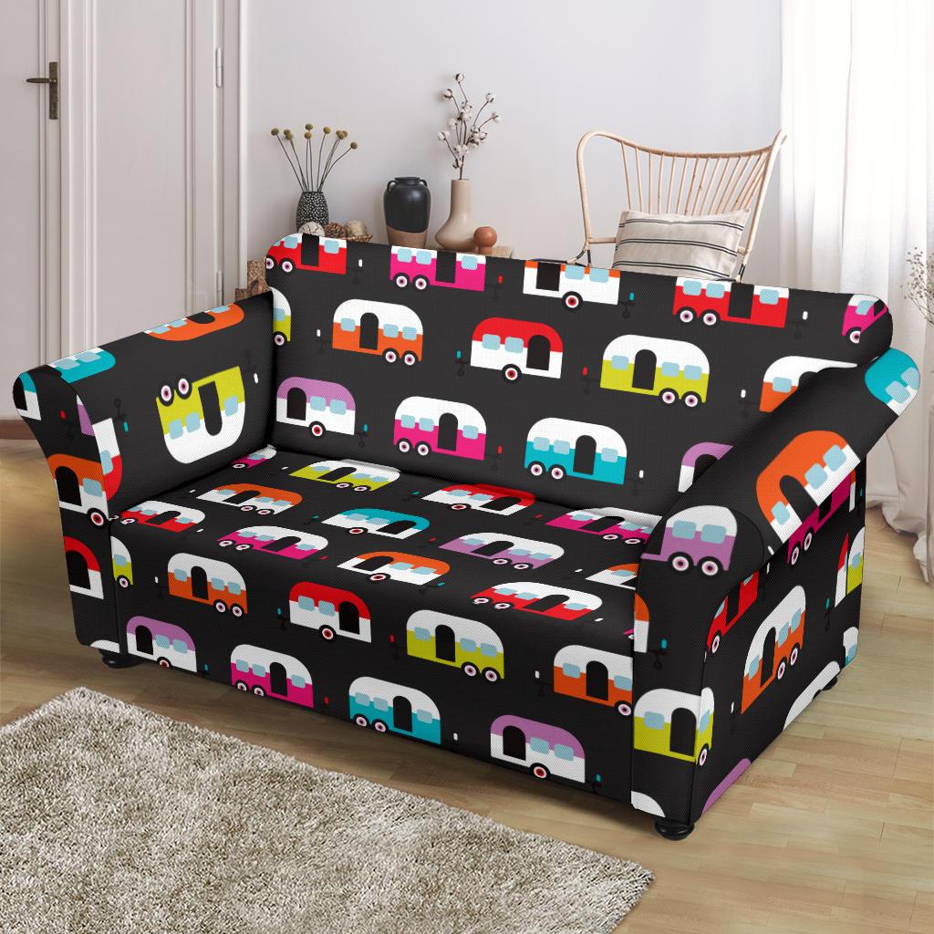 Camper Caravan Pattern Loveseat Slipcover-JTAMIGO.COM