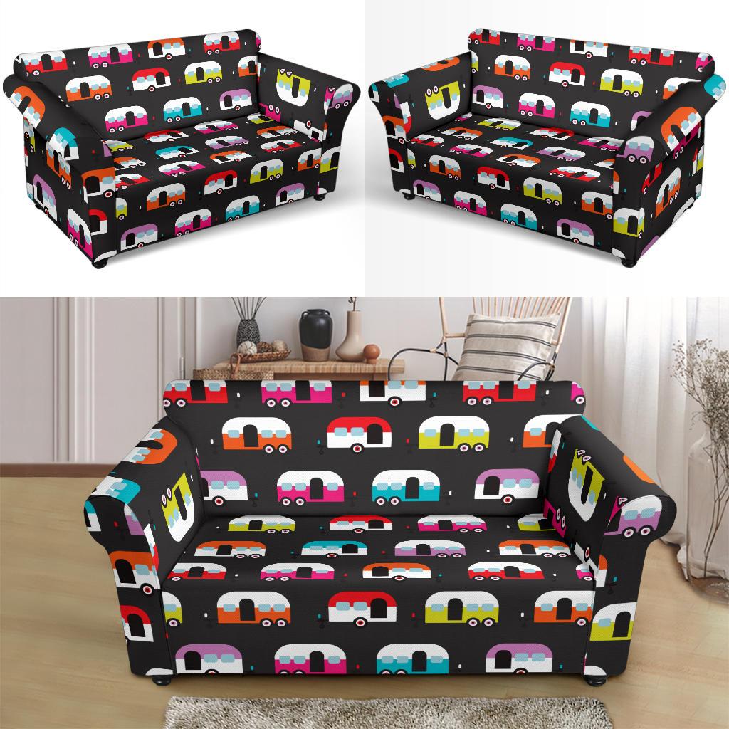 Camper Caravan Pattern Loveseat Slipcover-JTAMIGO.COM