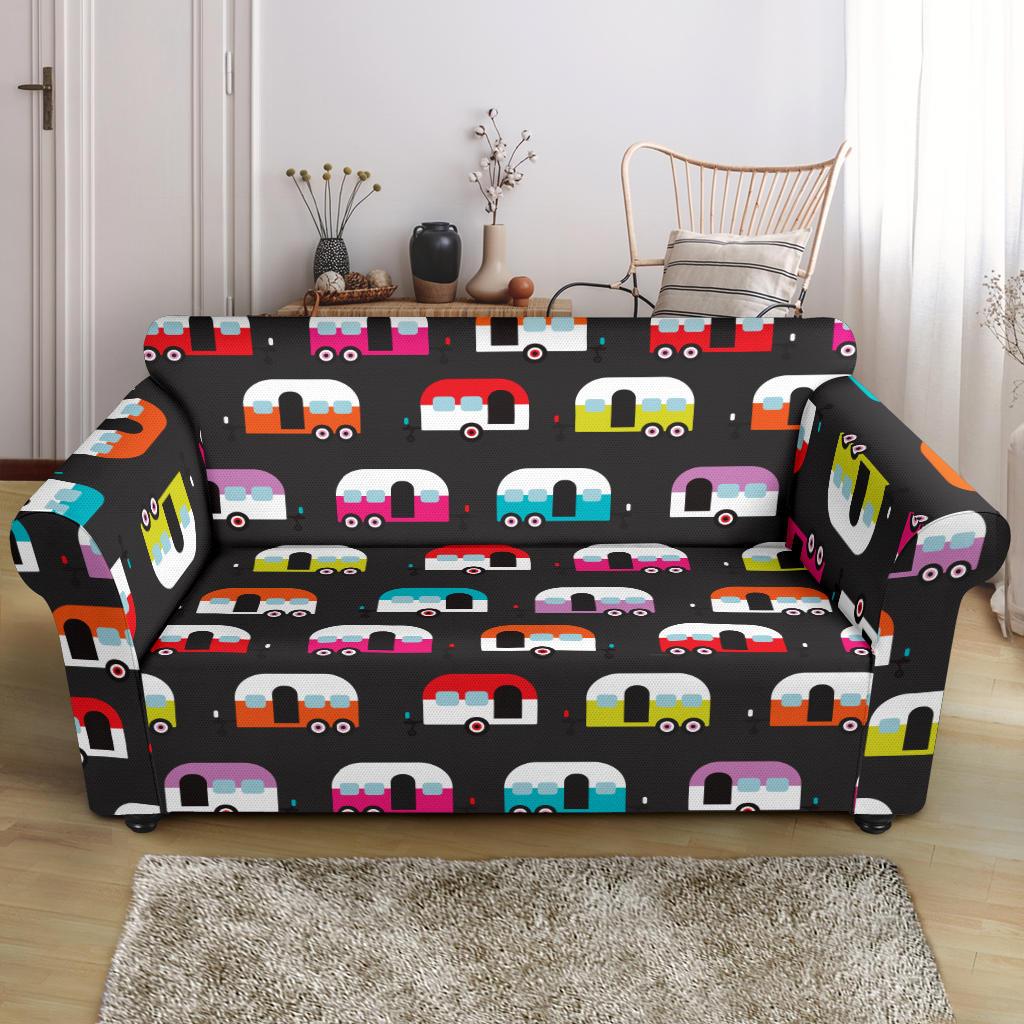 Camper Caravan Pattern Loveseat Slipcover-JTAMIGO.COM