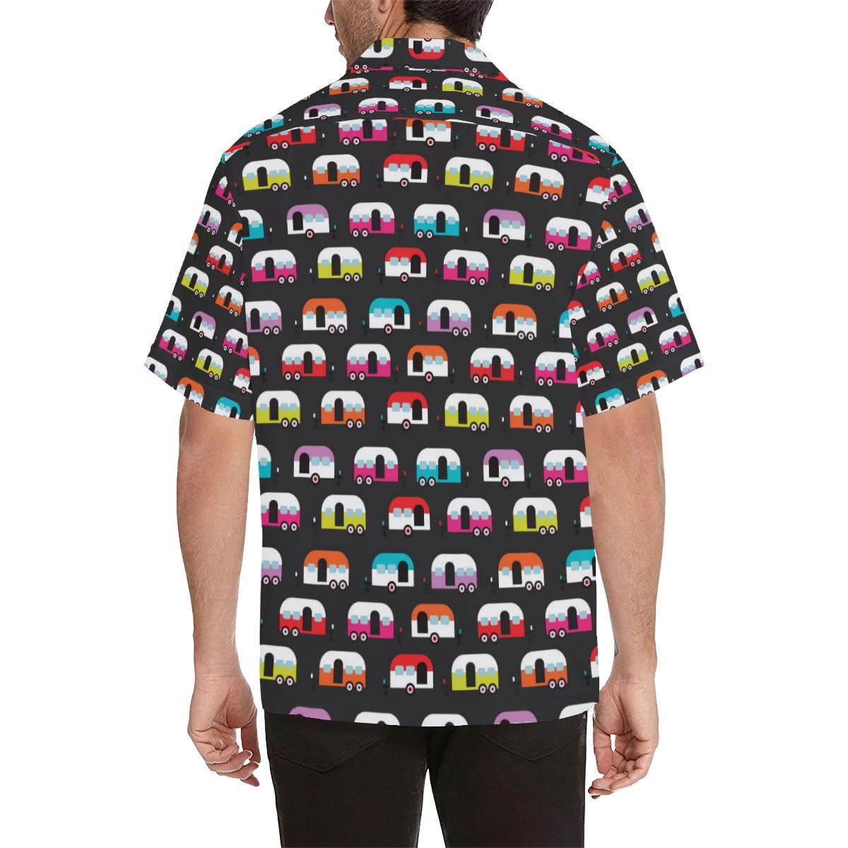 Camper Caravan Pattern Men Aloha Hawaiian Shirt