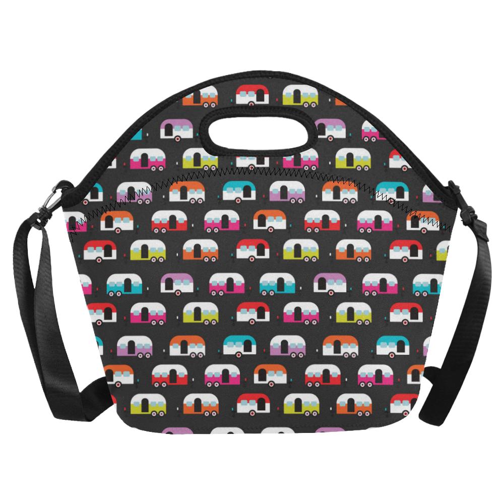 Camper Caravan Pattern Neoprene Lunch Bag (Model 1669)(Large)-JTAMIGO.COM