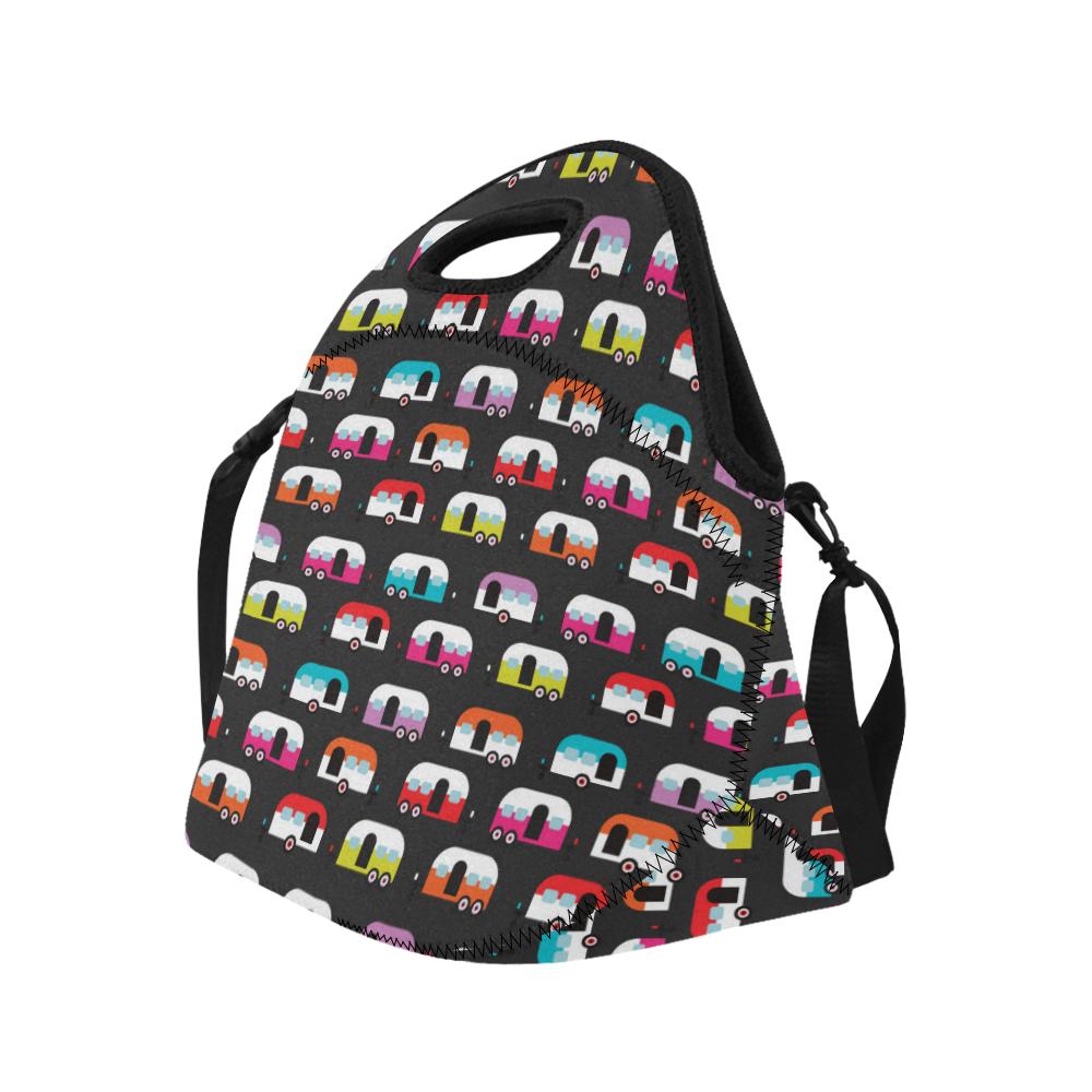 Camper Caravan Pattern Neoprene Lunch Bag (Model 1669)(Large)-JTAMIGO.COM