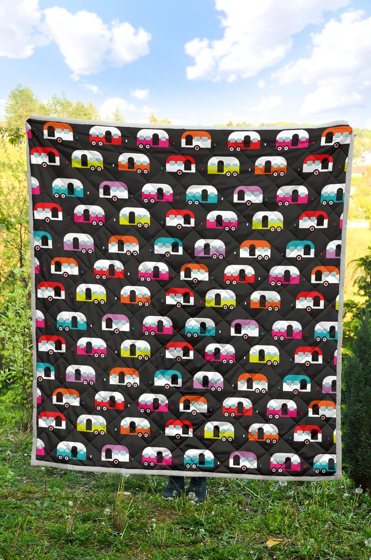 Camper Caravan Pattern Premium Quilt-JTAMIGO.COM