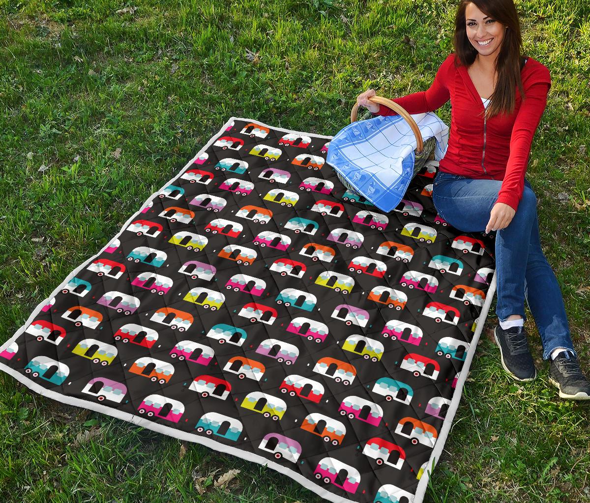 Camper Caravan Pattern Premium Quilt-JTAMIGO.COM