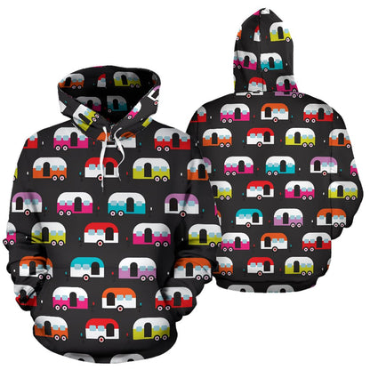 Camper Caravan Pattern Pullover Hoodie