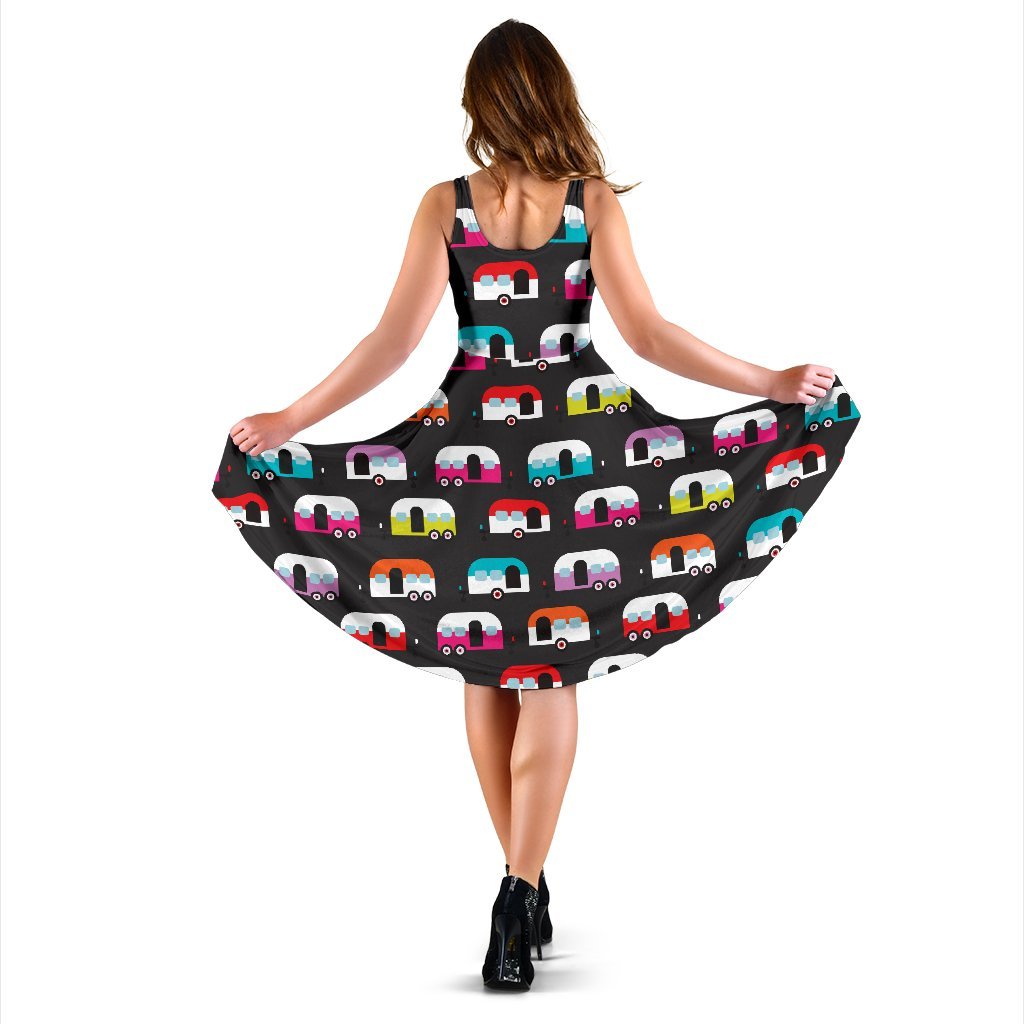 Camper Caravan Pattern Sleeveless Dress
