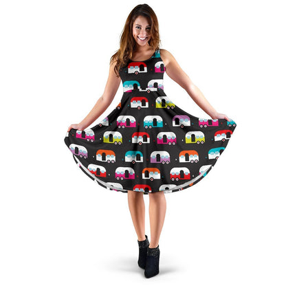 Camper Caravan Pattern Sleeveless Dress