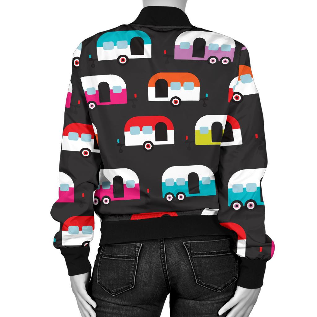 Camper Caravan Pattern Women Casual Bomber Jacket