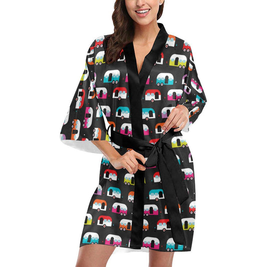 Camper Caravan Pattern Women Short Kimono Robe