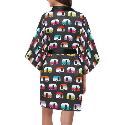 Camper Caravan Pattern Women Short Kimono Robe