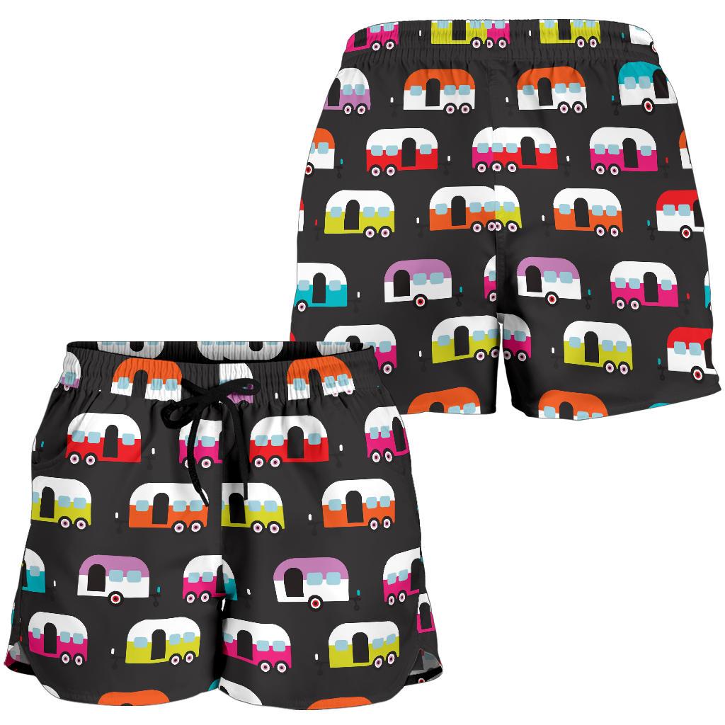 Camper Caravan Pattern Women Shorts-JTAMIGO.COM