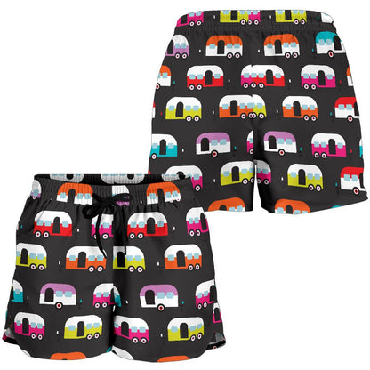 Camper Caravan Pattern Women Shorts-JTAMIGO.COM