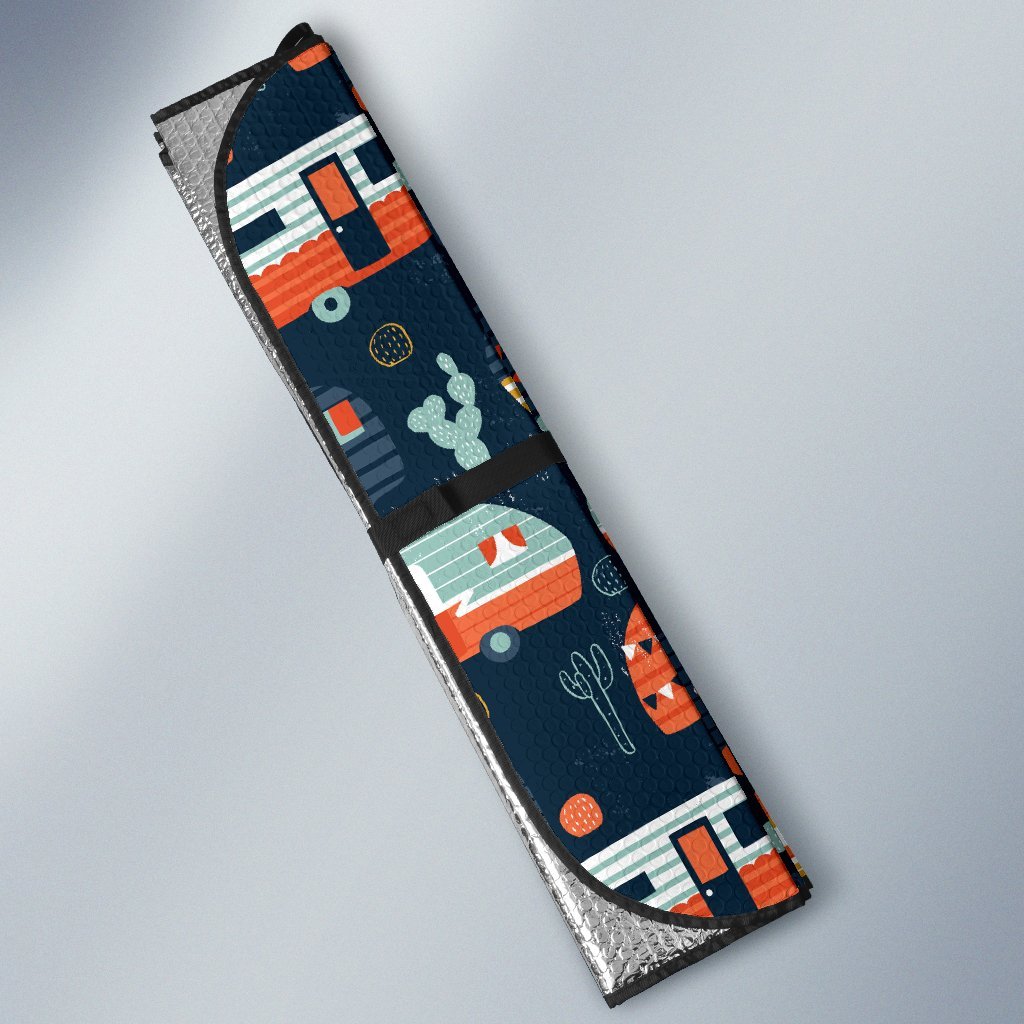 Camper Caravan Print Pattern Car Sun Shade For Windshield