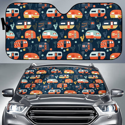 Camper Caravan Print Pattern Car Sun Shade For Windshield