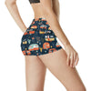 Camper Caravan Print Pattern High Waisted Spandex Shorts-JTAMIGO.COM