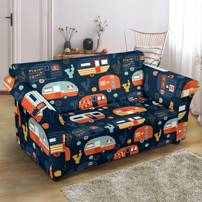 Camper Caravan Print Pattern Loveseat Slipcover-JTAMIGO.COM