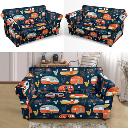 Camper Caravan Print Pattern Loveseat Slipcover-JTAMIGO.COM