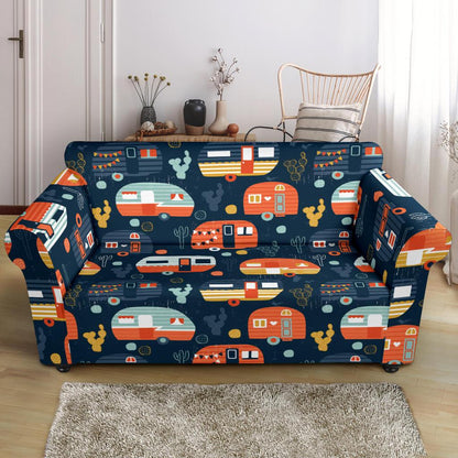 Camper Caravan Print Pattern Loveseat Slipcover-JTAMIGO.COM
