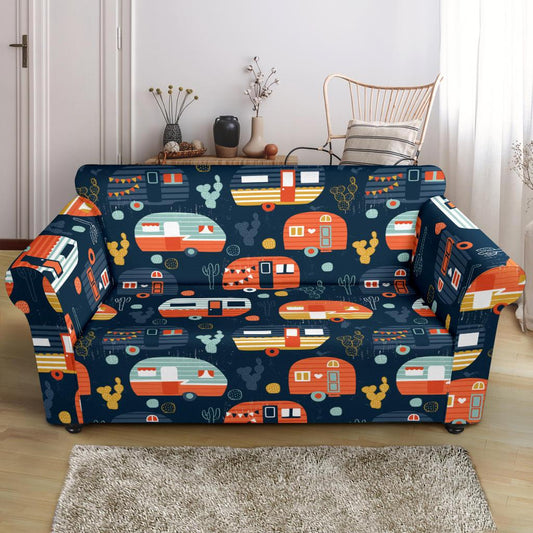 Camper Caravan Print Pattern Loveseat Slipcover-JTAMIGO.COM