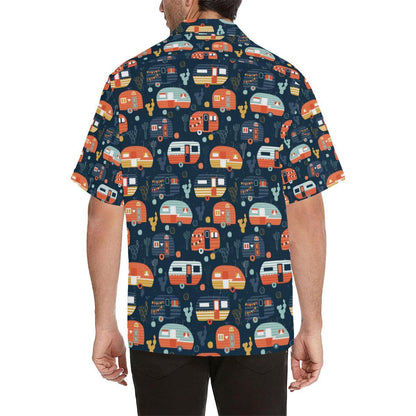 Camper Caravan Print Pattern Men Aloha Hawaiian Shirt