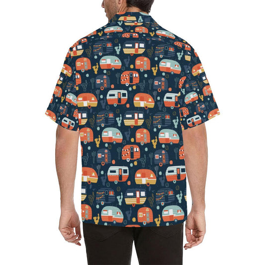 Camper Caravan Print Pattern Men Aloha Hawaiian Shirt