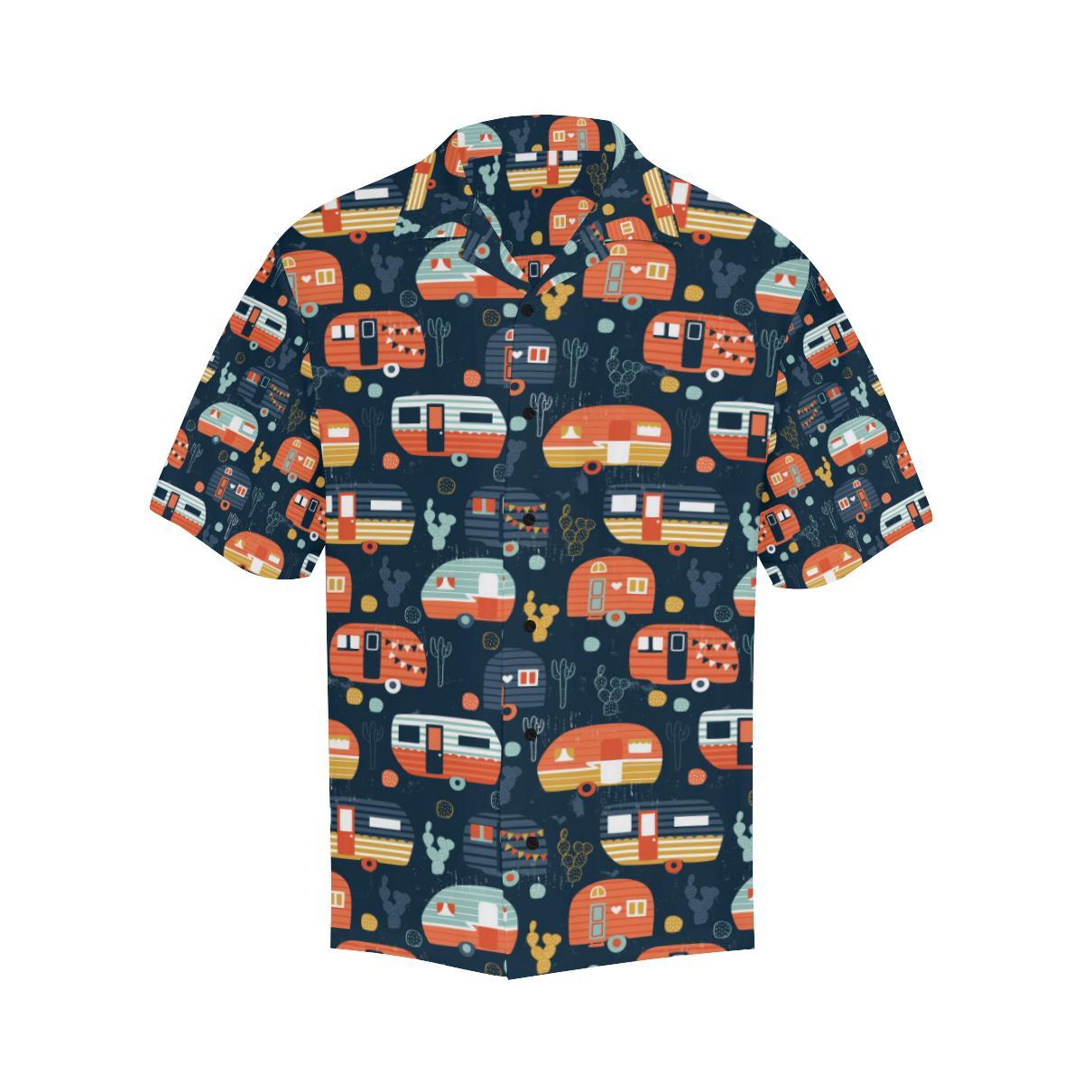 Camper Caravan Print Pattern Men Aloha Hawaiian Shirt