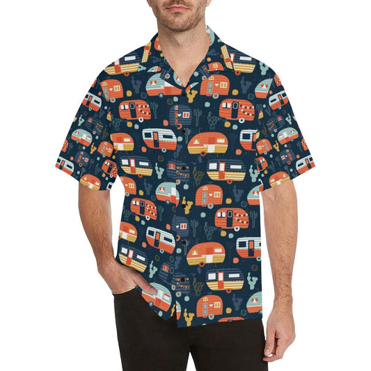 Camper Caravan Print Pattern Men Aloha Hawaiian Shirt