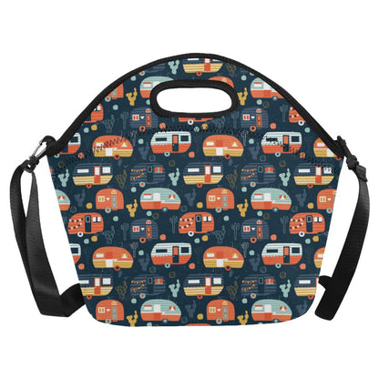 Camper Caravan Print Pattern Neoprene Lunch Bag (Model 1669)(Large)-JTAMIGO.COM