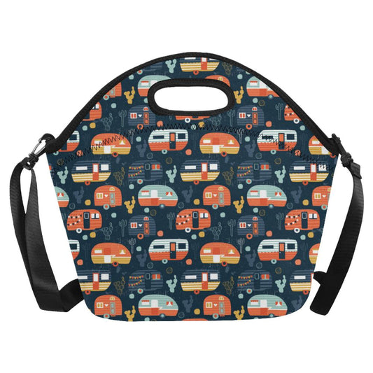 Camper Caravan Print Pattern Neoprene Lunch Bag (Model 1669)(Large)-JTAMIGO.COM