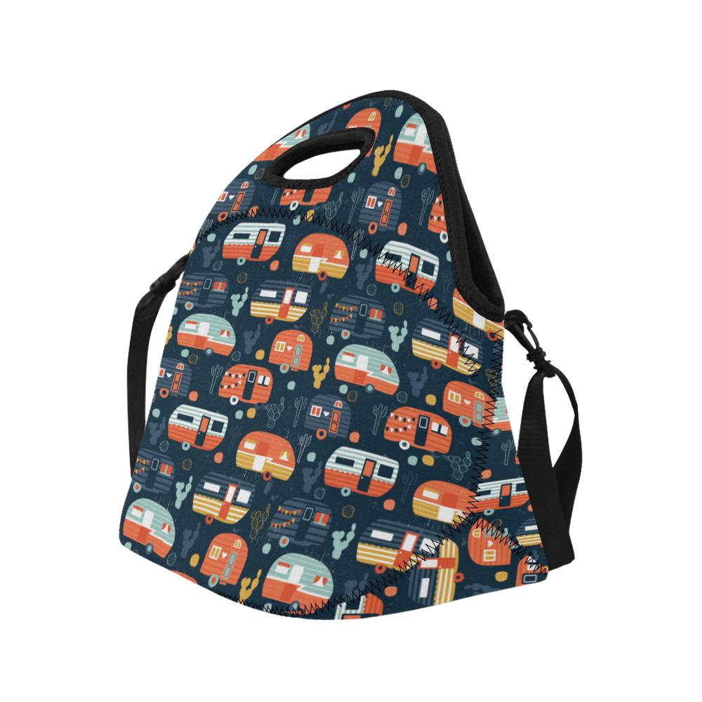 Camper Caravan Print Pattern Neoprene Lunch Bag (Model 1669)(Large)-JTAMIGO.COM