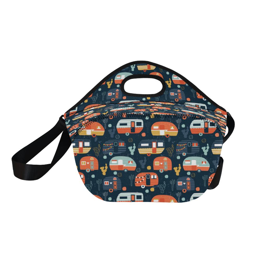 Camper Caravan Print Pattern Neoprene Lunch Bag (Model 1669)(Large)-JTAMIGO.COM