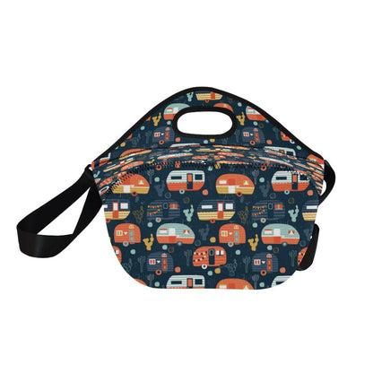 Camper Caravan Print Pattern Neoprene Lunch Bag (Model 1669)(Large)-JTAMIGO.COM