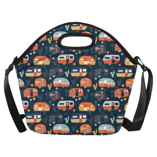 Camper Caravan Print Pattern Neoprene Lunch Bag (Model 1669)(Large)-JTAMIGO.COM