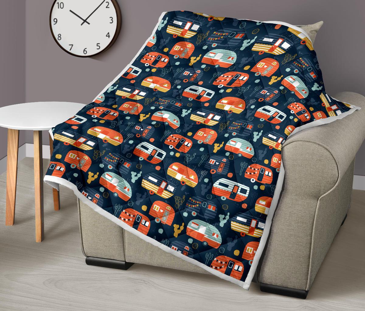 Camper Caravan Print Pattern Premium Quilt-JTAMIGO.COM