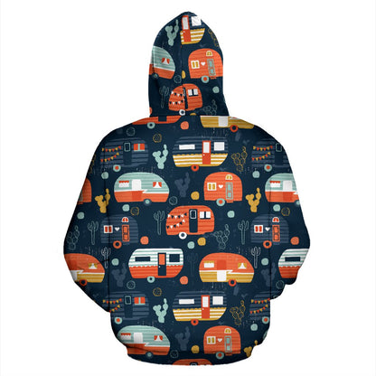 Camper Caravan Print Pattern Pullover Hoodie