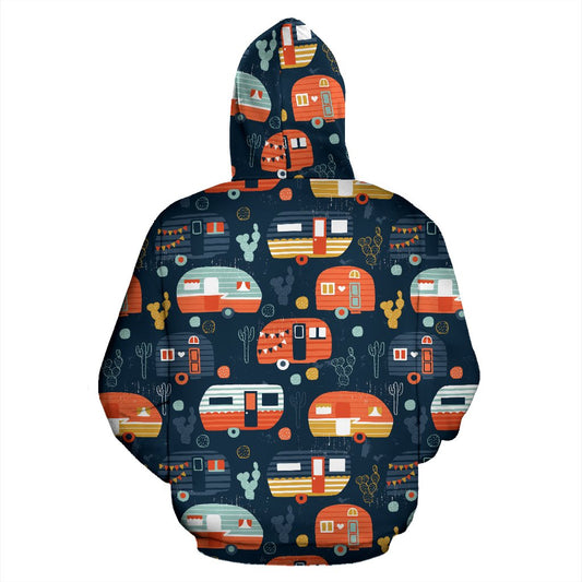 Camper Caravan Print Pattern Pullover Hoodie
