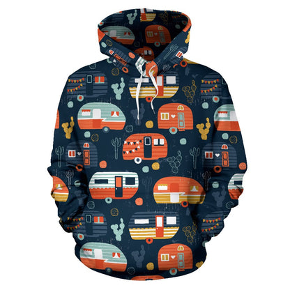 Camper Caravan Print Pattern Pullover Hoodie