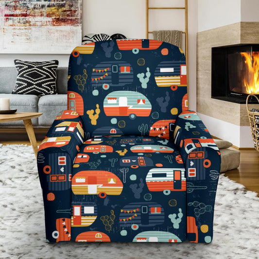 Camper Caravan Print Pattern Single Sofa Slipcover -JTAMIGO.COM