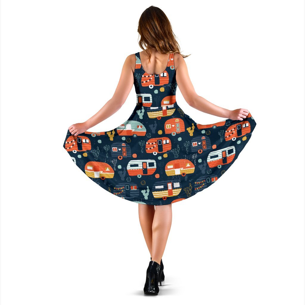 Camper Caravan Print Pattern Sleeveless Dress